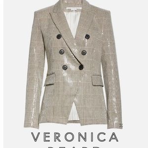 NWT Veronica Bears rare Sequin Plaid Miller Dickey Blazer. Size 12. MSRP $795